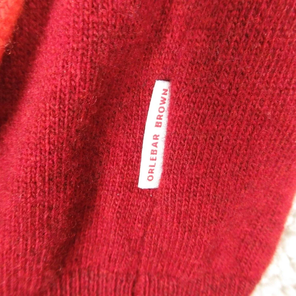 Orelebar Brown Sweater Mens Medium Red Orange Knit Wool Raglan Knit Pullover EUC